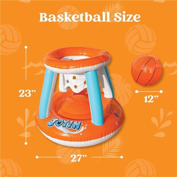 Inflatable Pool Float Set Volleyball Net&Basketball Hoops,Floating Swimming Game - Picture 6 of 7